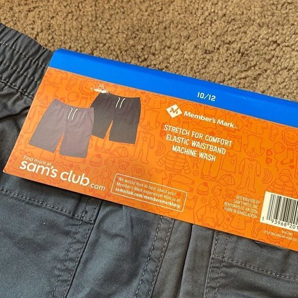 Member's Mark Boys 2-Pack‎ Elastic Waist Woven Shorts Gray Black Size 10/12 NWT - Picture 4 of 4